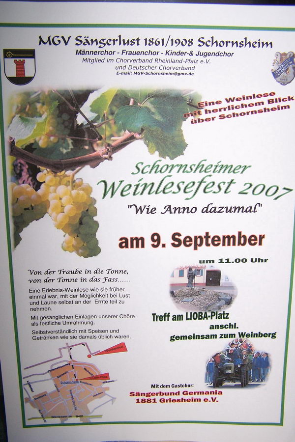 9.9.2007: Vereinsausflug zum Traubenlesefest in Schornsheim